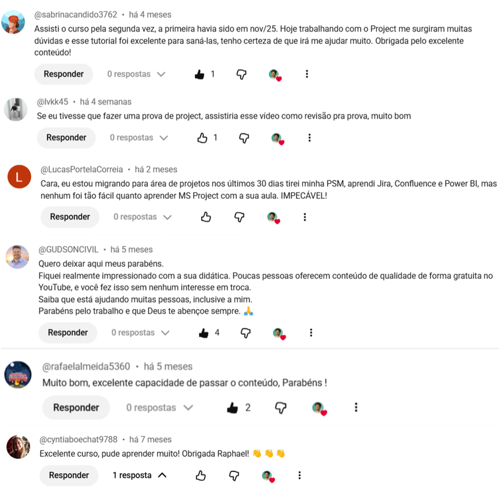 Depoimentos de alunos