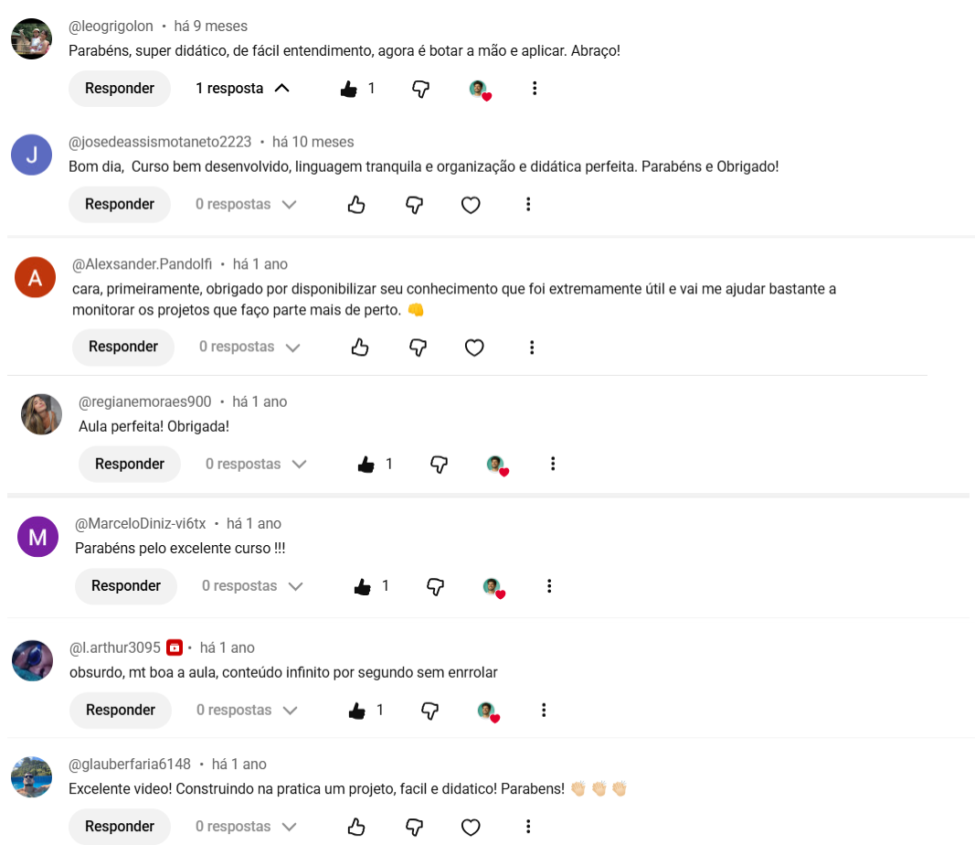 Depoimentos de alunos